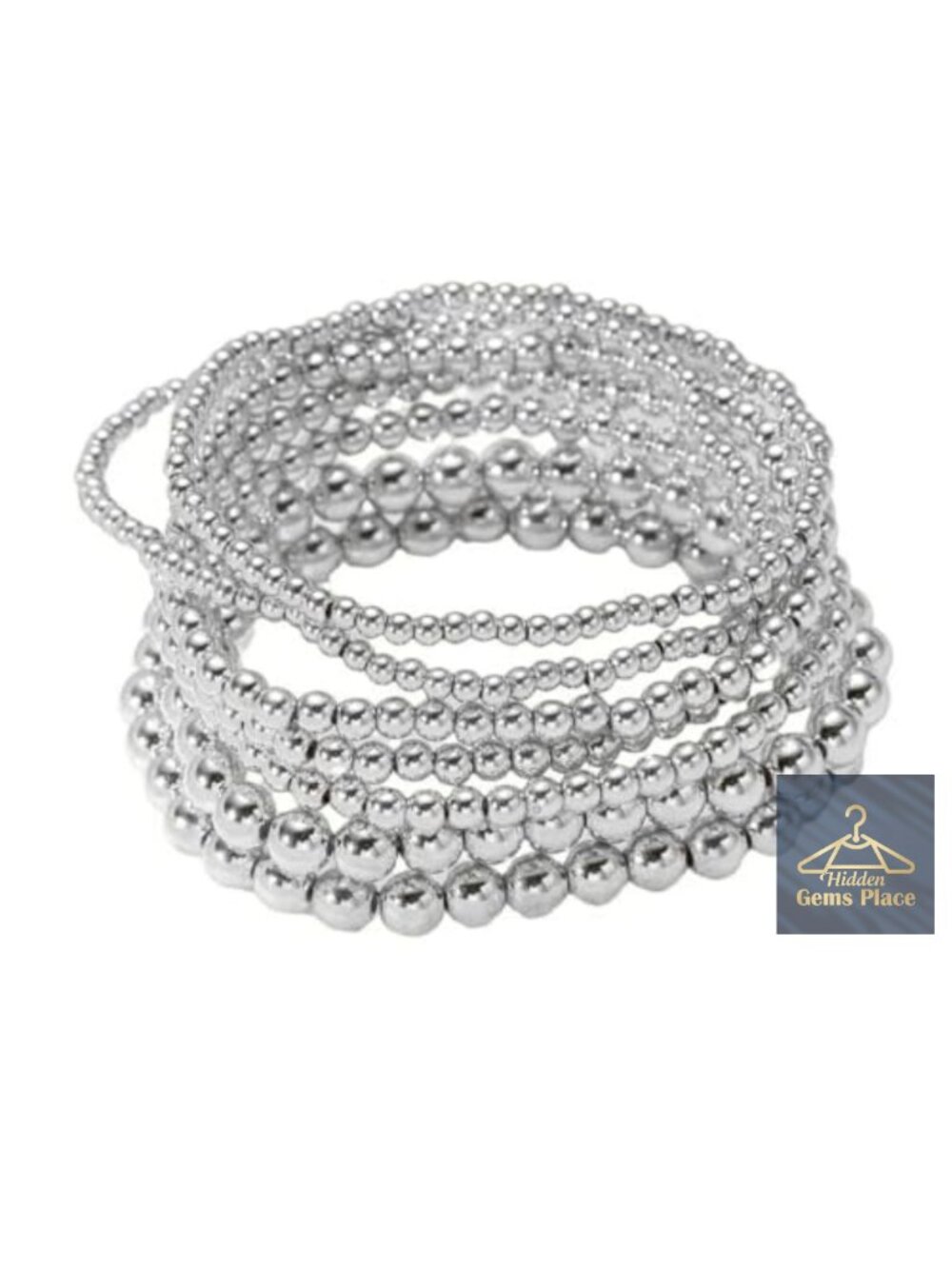 Gold Plated Beaded Bracelet Set 7 Pcs Adjustable Stackable Stretch Bracelets
